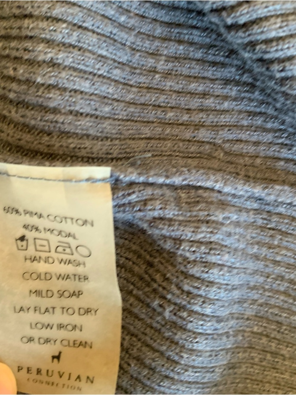 Peruvian Connection Thin Ribbed Sweater Small 3/4 Sleeve Ribbed Basics Capsule - Picture 7 of 7